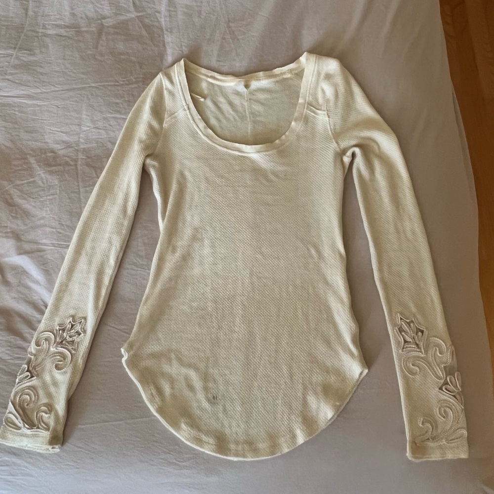 Free People Long Sleeve Embroidered Top